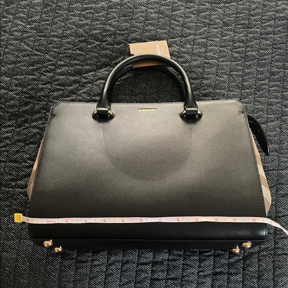 Burberry Black Leather and Tan Checked Canvas Purse - Picture 12 of 14